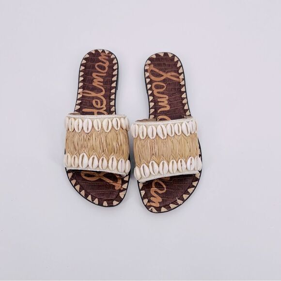 Sam Edelman Sandals Tan Cream Shell - Picture 4 of 9